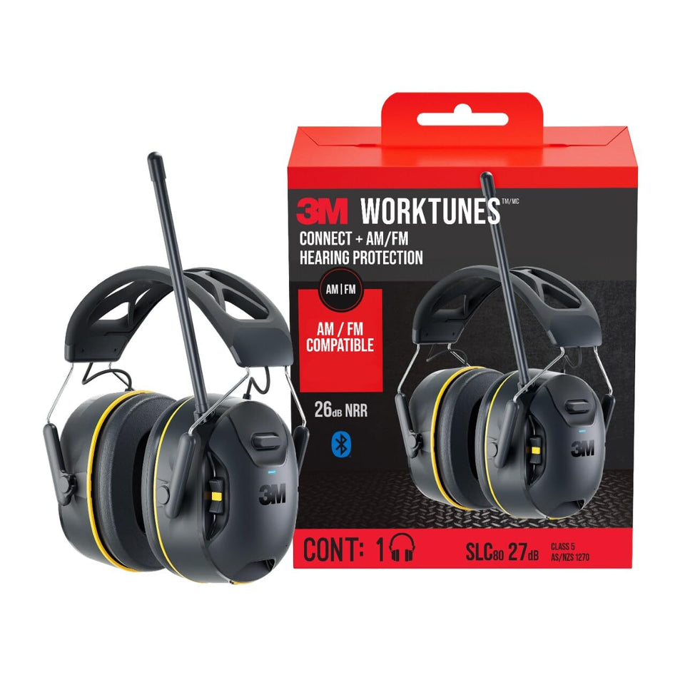 3M WorkTunes Connect headset with Bluetooth for hands-free on-the-job audio.