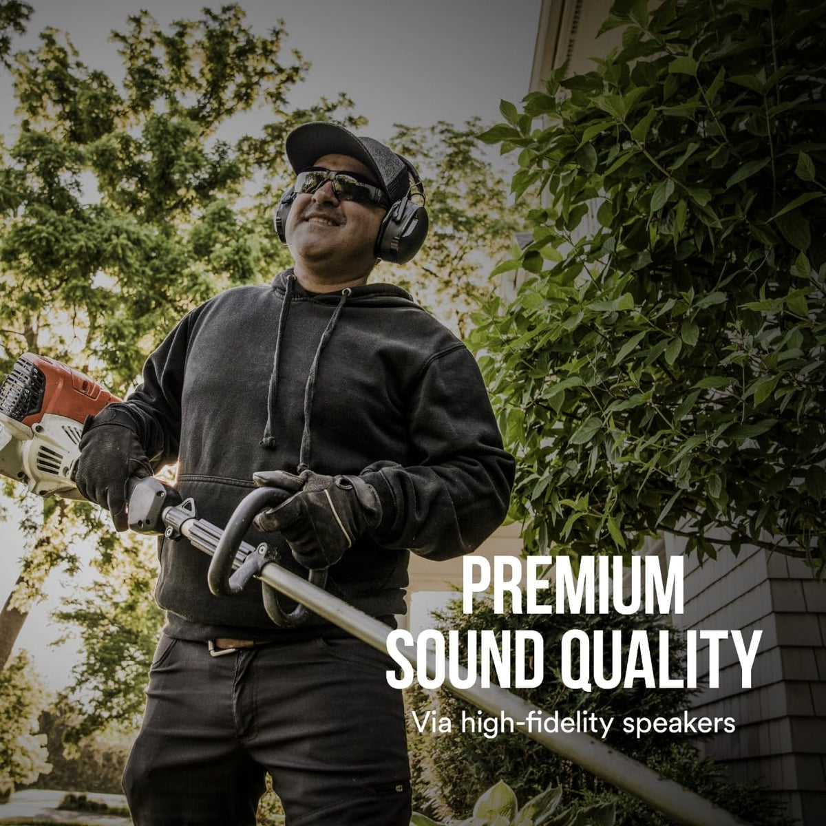 Rugged, water and sweat resistant WorkTunes Connect on a jobsite