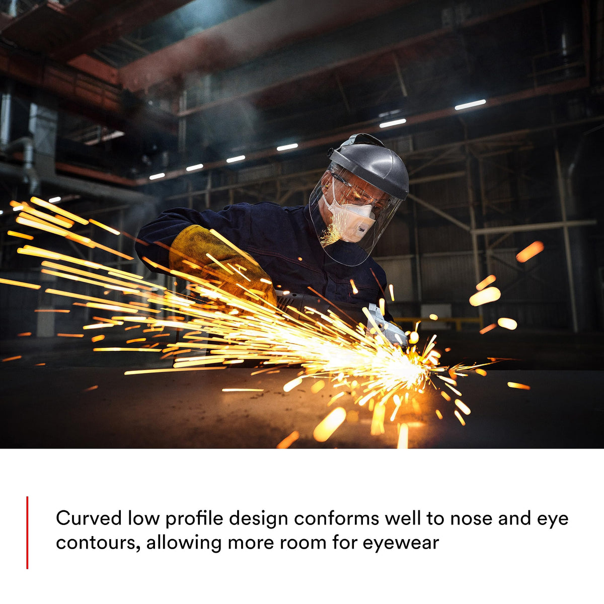 3M Aura 9211+ mask with curved profile allowing room for eyewear