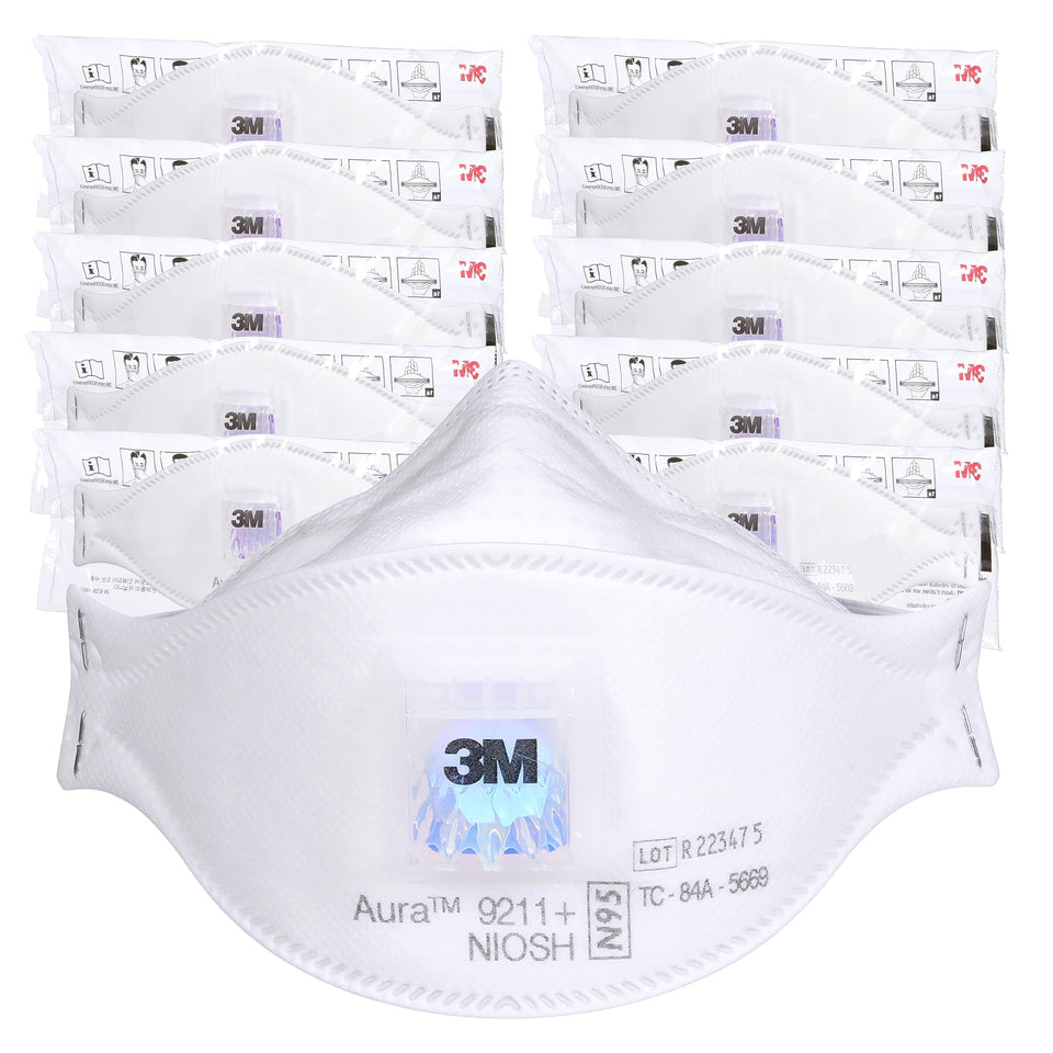 3M Aura 9211+ respirator with flat-fold design ideal for dusty work tasks