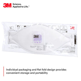 3M Aura 9211+ three-panel design supports long wear and movement