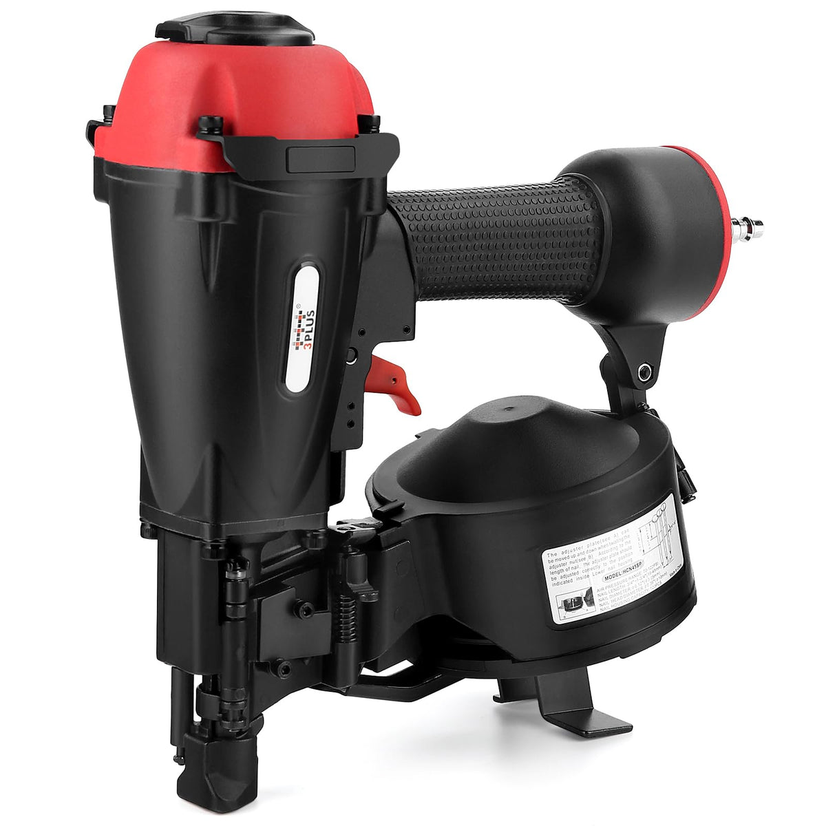 3PLUS HCN45SP roofing nailer with side skid pads for stable roof placement