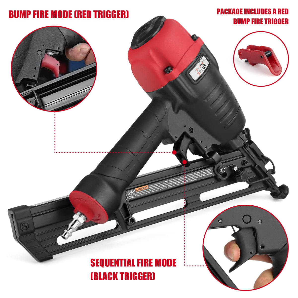 3PLUS HDA1564SP interchangeable trigger supports single shot or bumper fire.