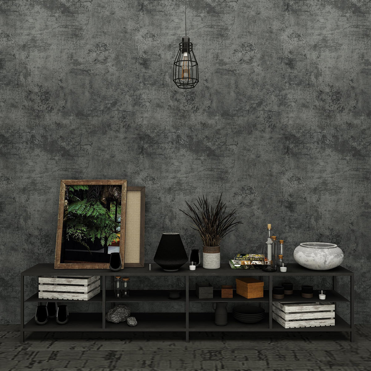 3yecao bathroom or rental space update with removable concrete wallpaper.