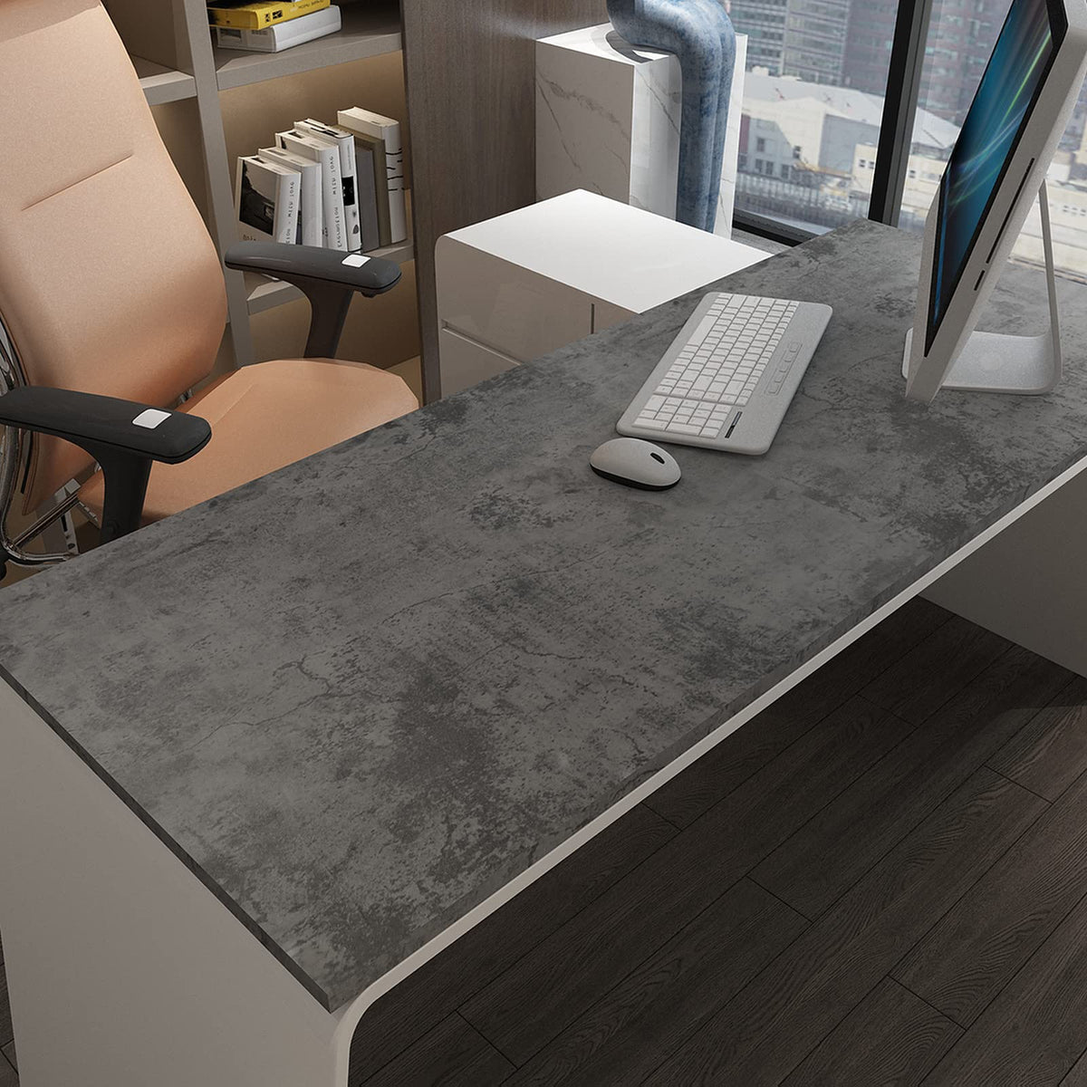 3yecao grey-blue concrete wallpaper renovation for dorm rooms and rentals