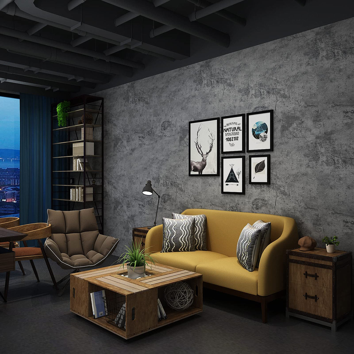 3yecao large-size concrete roll 16x591 inches ready for bold wall remodeling