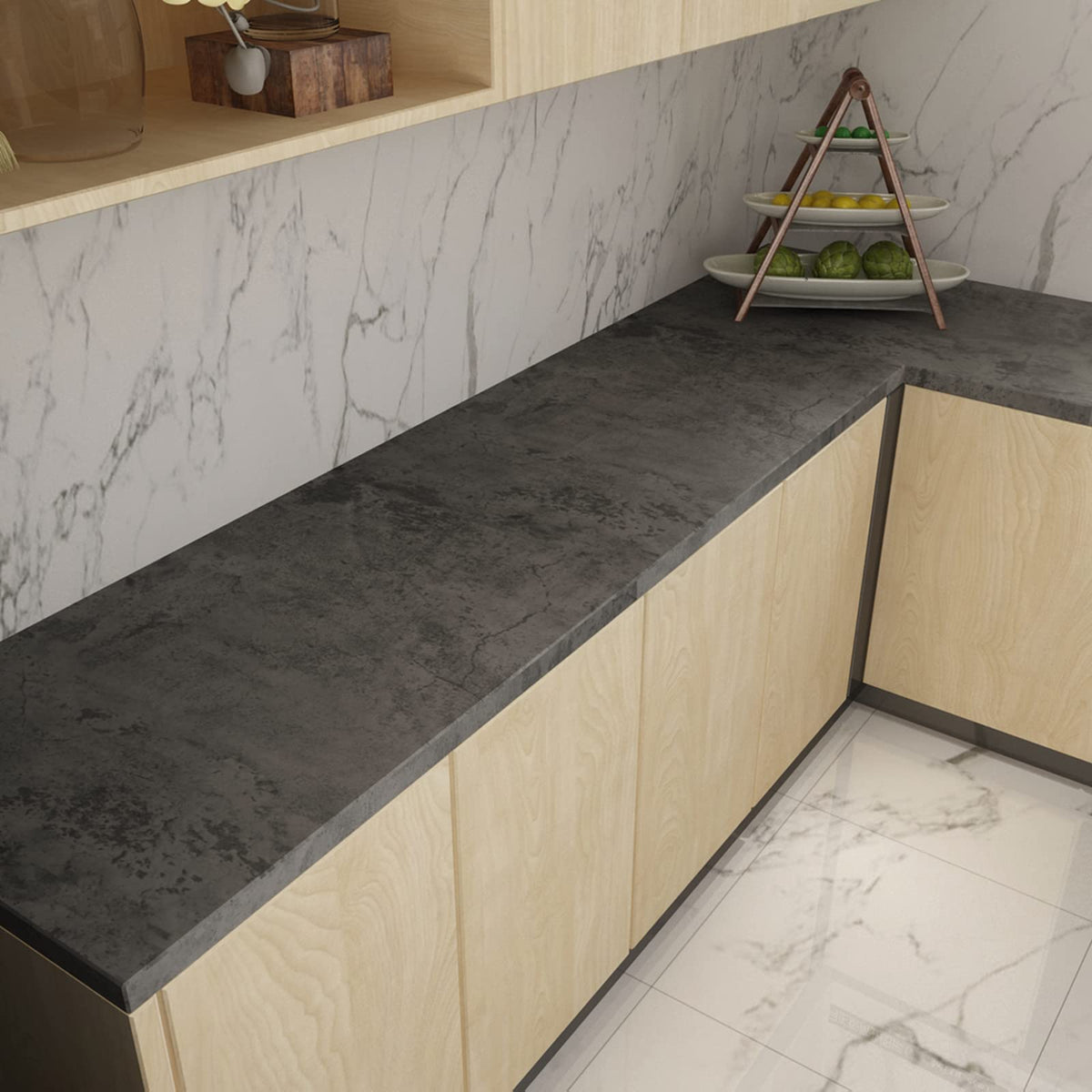 3yecao waterproof concrete wallpaper suitable for kitchen and bathroom areas.