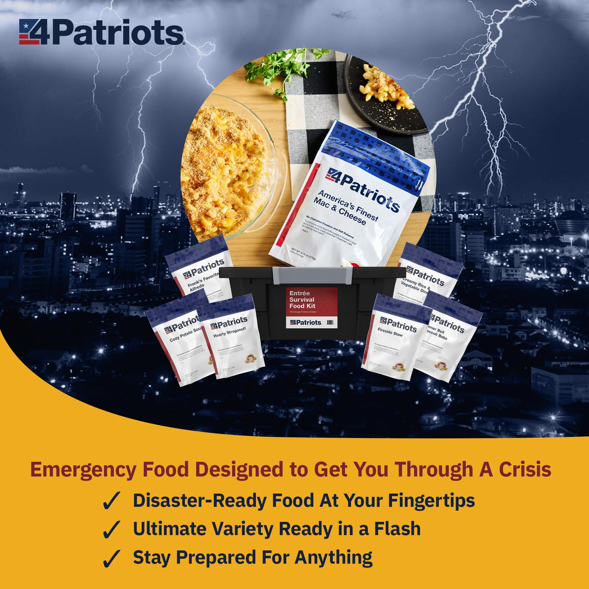 4Patriots Emergency Entree 128 servings ready-to-prepare meals.