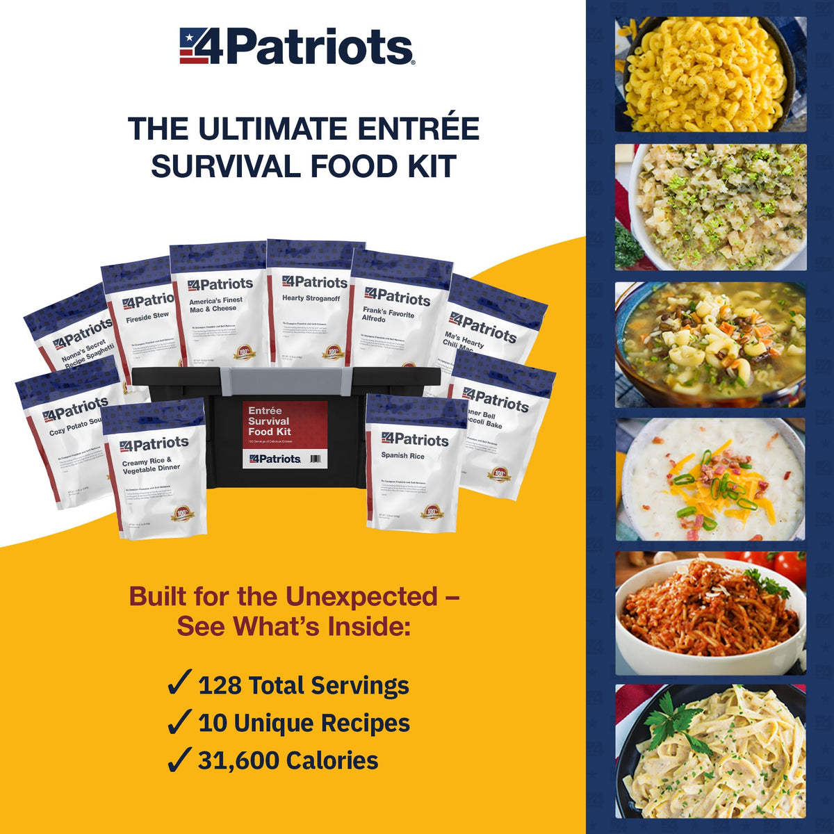 4Patriots Emergency Entree ingredients list shown for quick meal planning.