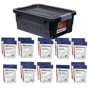 4Patriots Emergency Entree Kit packaging with Mylar pouches and oxygen absorbers for long shelf life.