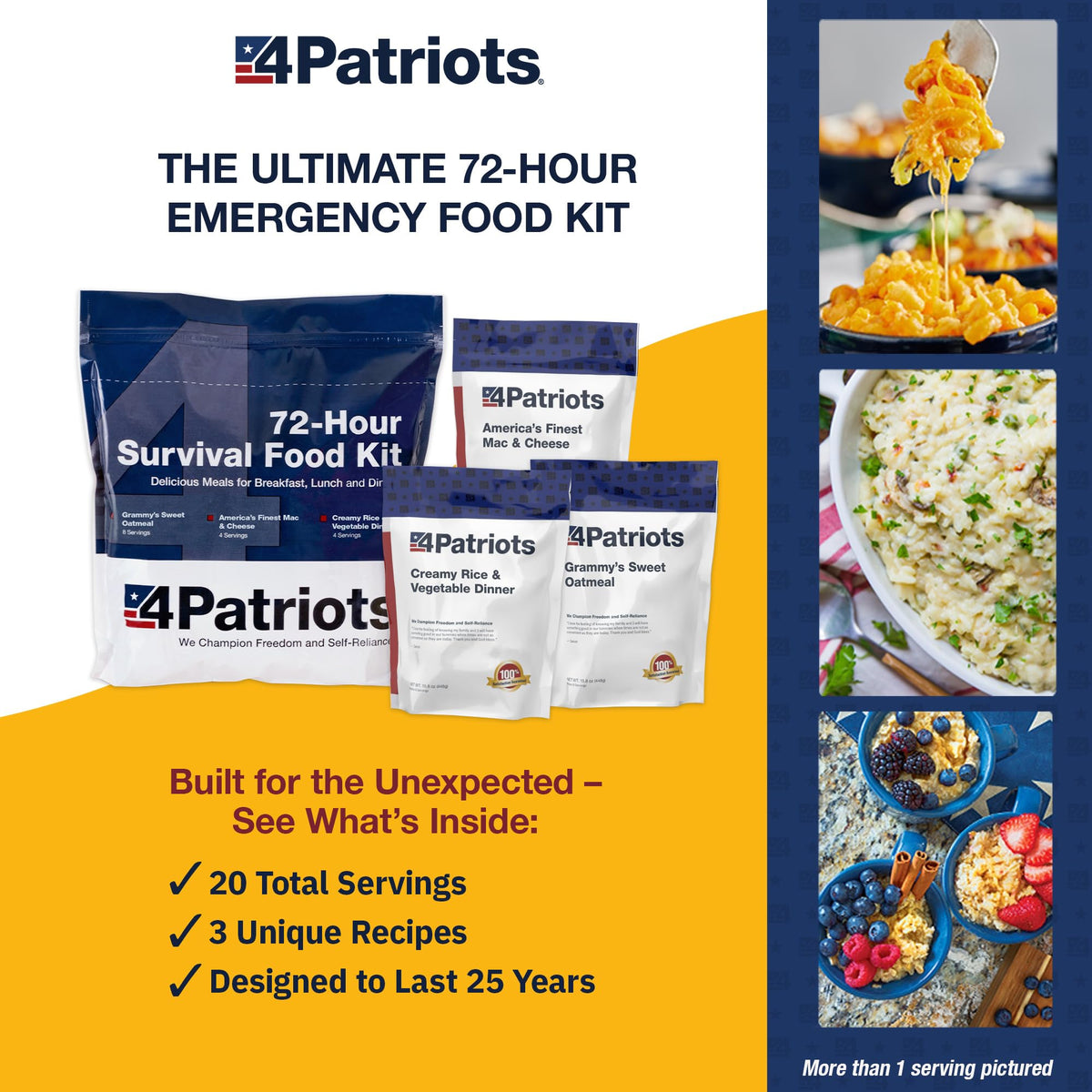 4Patriots triple-layer Mylar packaging close-up showing protection against air and moisture.
