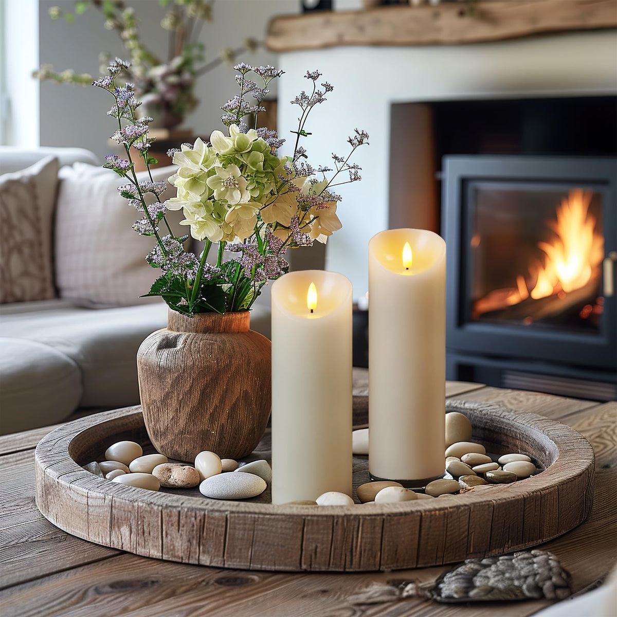 5plots dinner table centerpiece with flickering flame effect