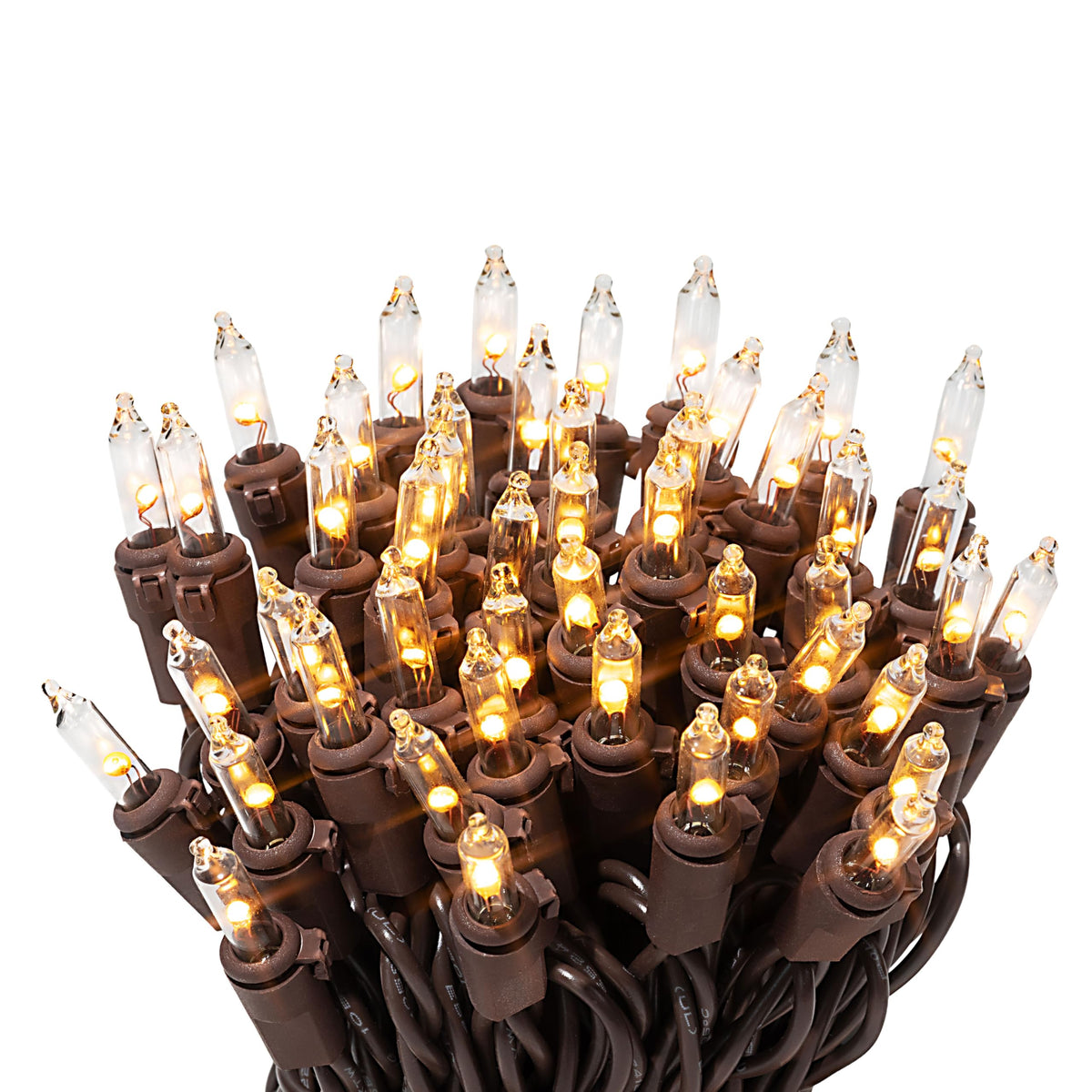 612 Vermont 100 LED clear lights on brown wire for versatile indoor/outdoor decor