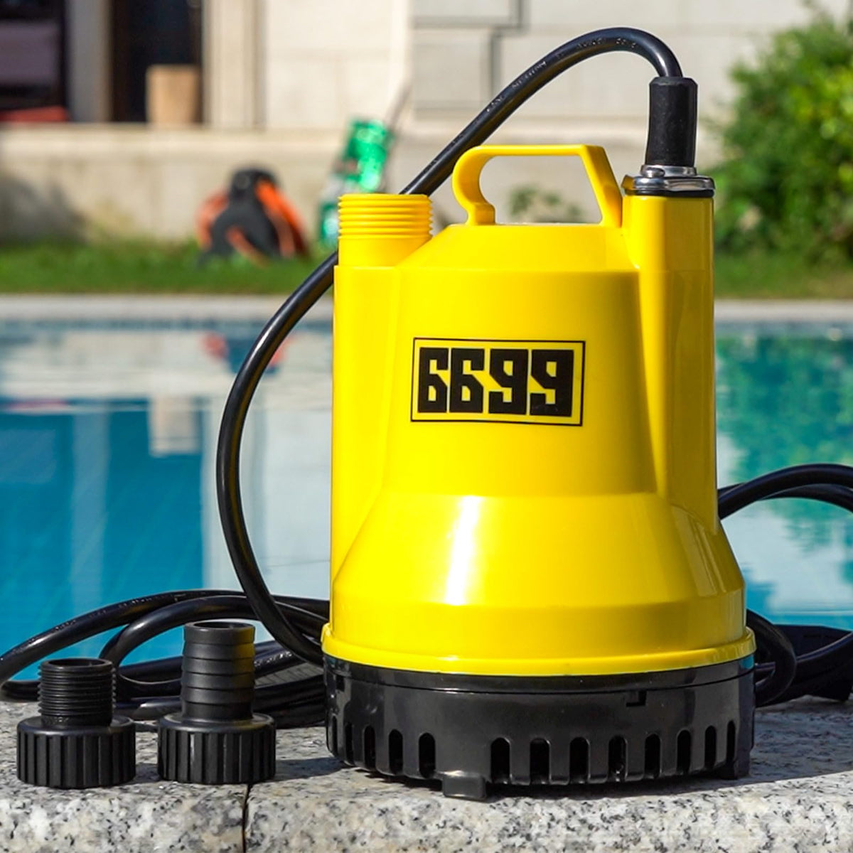 6699 portable submersible pump front view highlighting compact design for easy storage