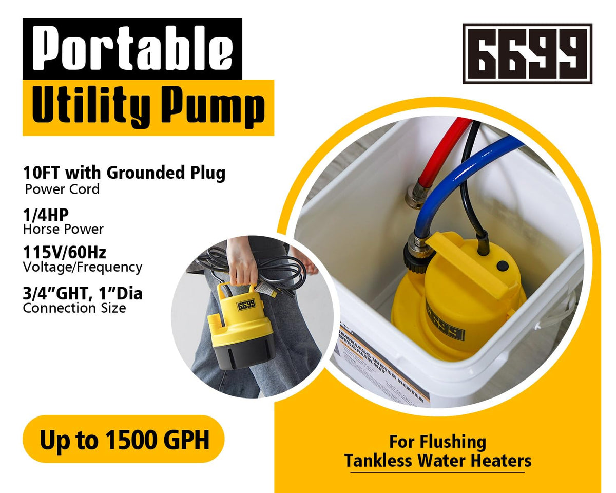 6699 pump adapters ensure quick, secure connections for tankless maintenance.