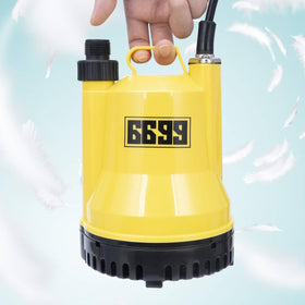 6699 submersible pump side view shows compact 1/4 HP design for easy transfer.