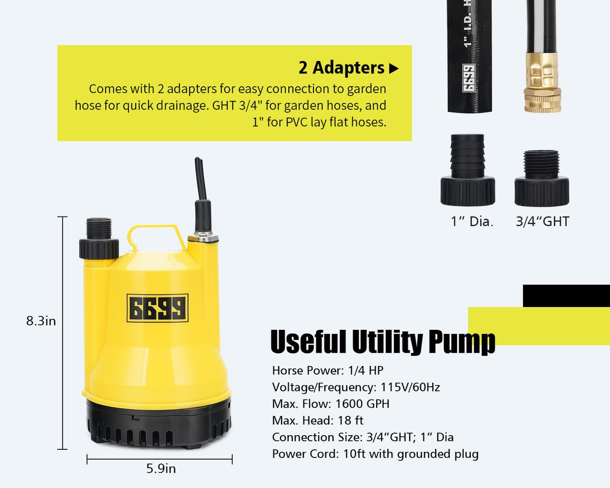 6699 submersible pump portable design helps usage in tight spaces.