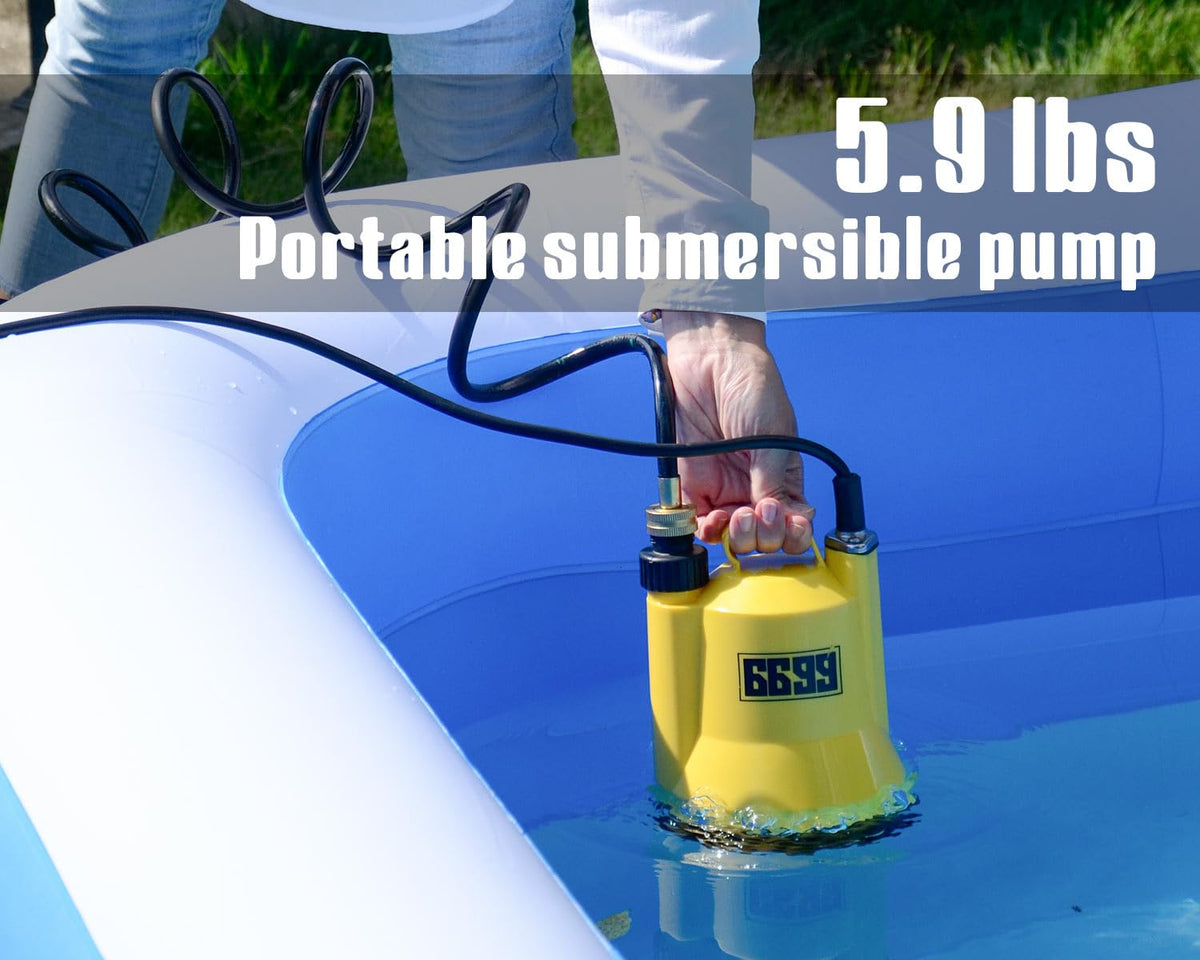 6699 utility pump with hose adapters for quick drainage setup