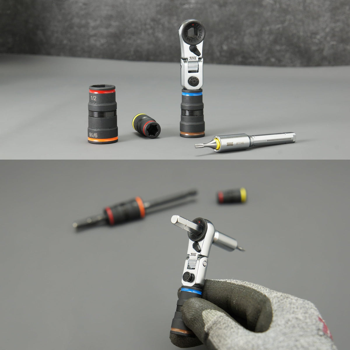 711L flex head enables maneuvering in tight spaces for obstructed fasteners.