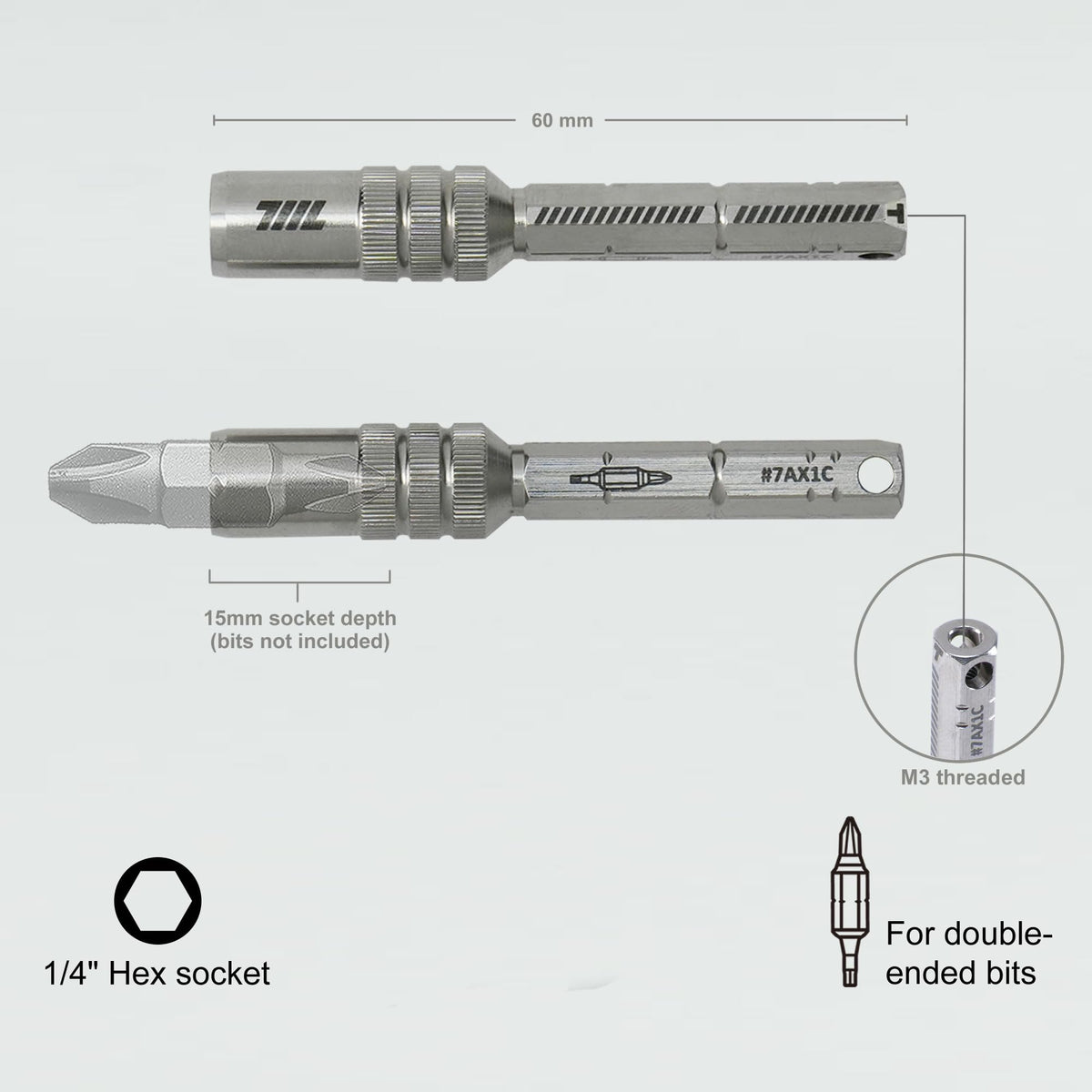 711L magnetic bit extension in T-handle mode enabling greater torque control