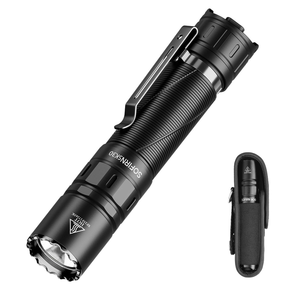 77outdoor Sofirn SK30 beam range depicts long throw for outdoor exploration.