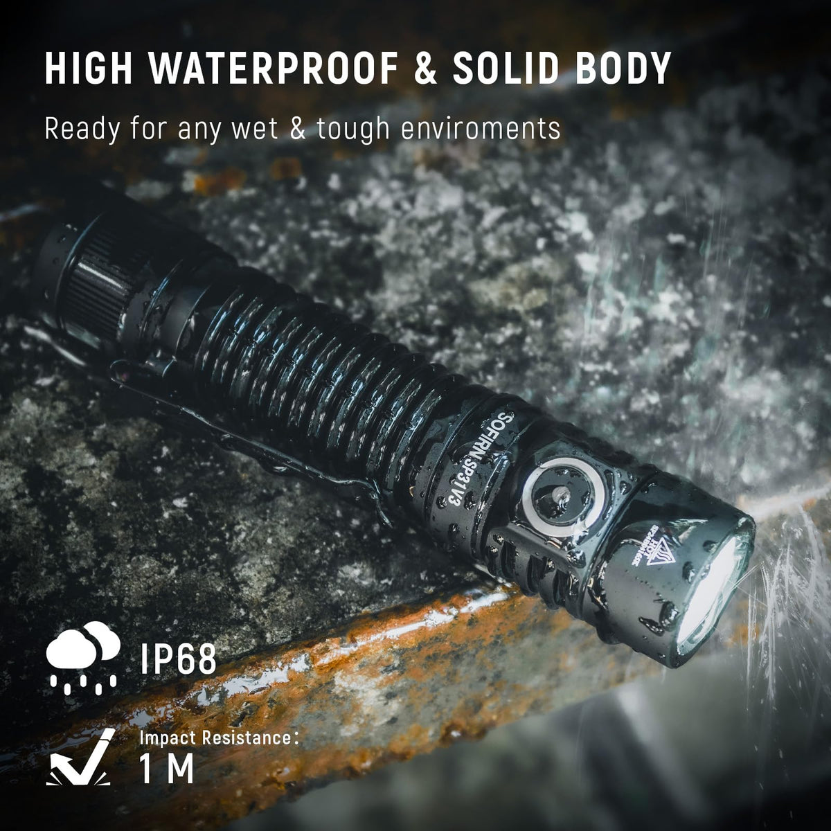 77outdoor Sofirn SP31 V3 2000-lumen beam provides broad and long-range illumination.