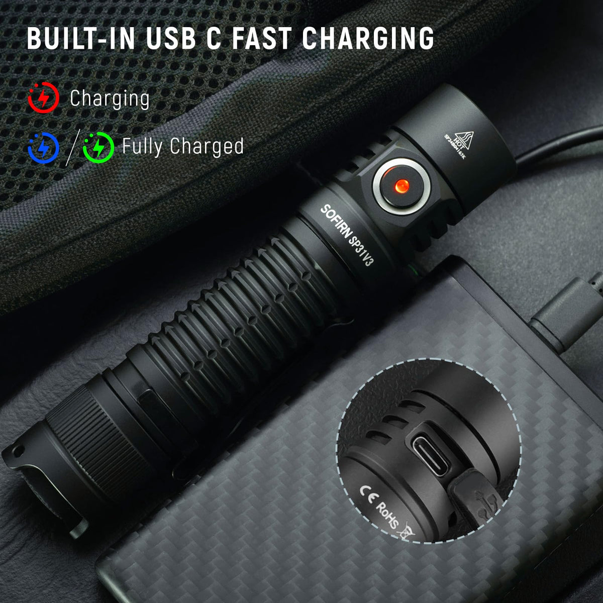 77outdoor Sofirn SP31 V3 IPX8 waterproof metal body withstands rain and splashes.
