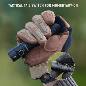 77outdoor Sofirn SP31 V3 side switch close-up enables multiple modes for flexibility.