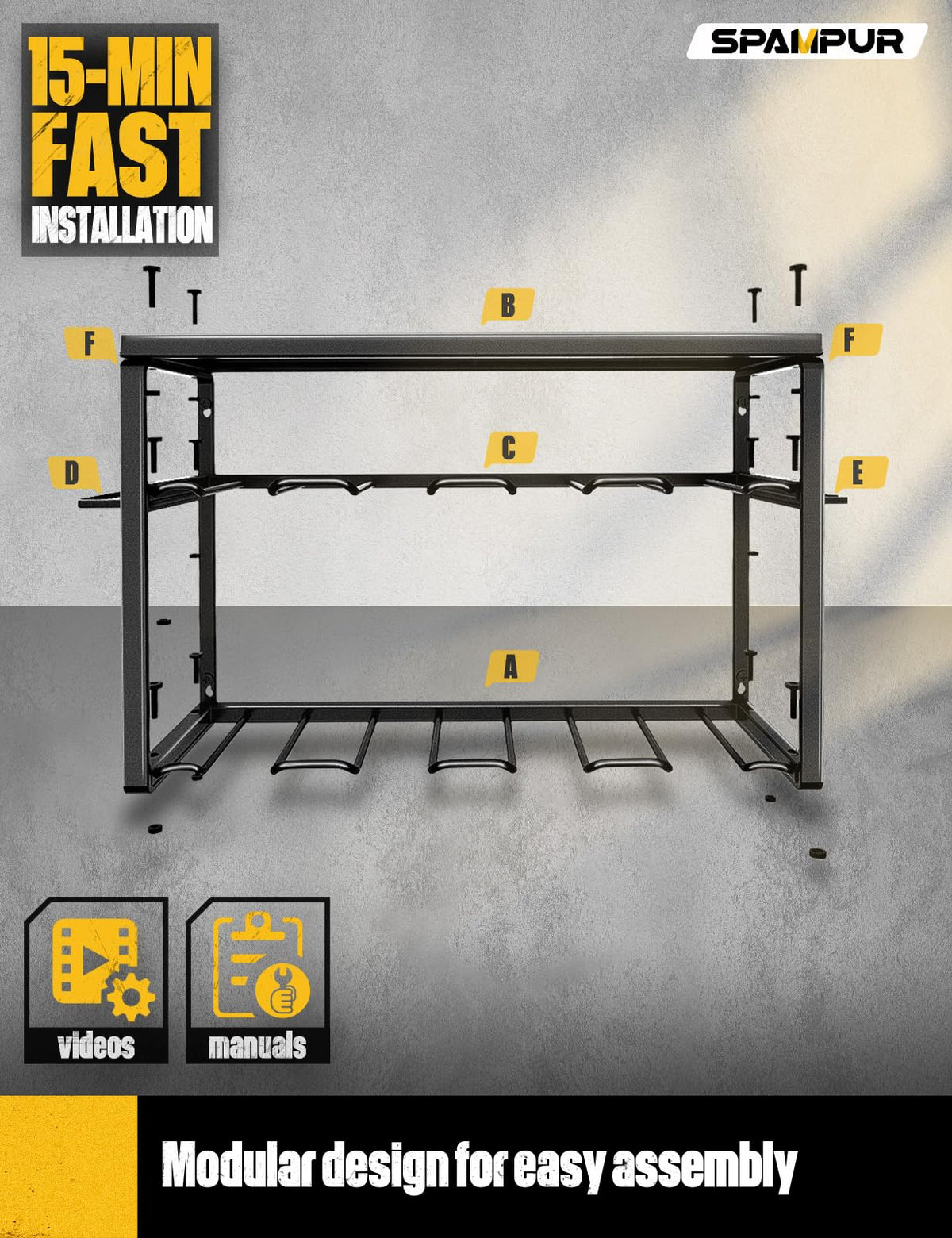 Bottom layer holds eight drills for quick access