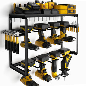 7S Garage Spampur power tool organizer front view shows organized drill storage