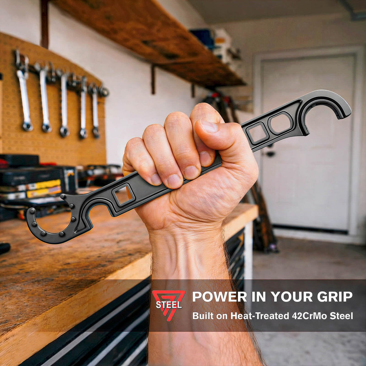 7STEEL Armorers Wrench torque ports shown for easy wrenching with compatible torque tools