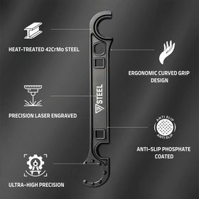 7STEEL Armorers Wrench heat-treated steel body highlights strength and durability during tough tasks