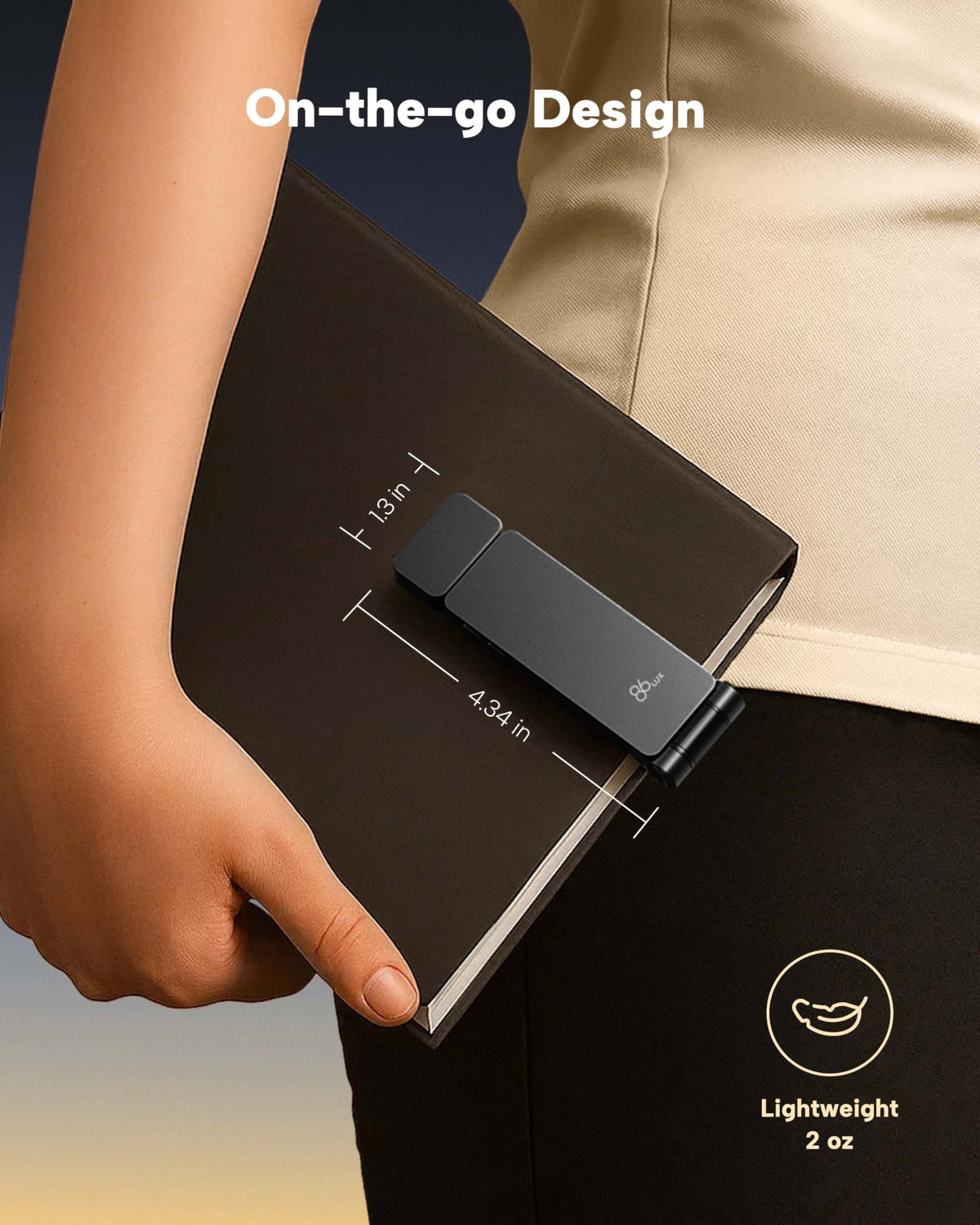 86lux book light head tilts 60° and swivels 90° for precise positioning