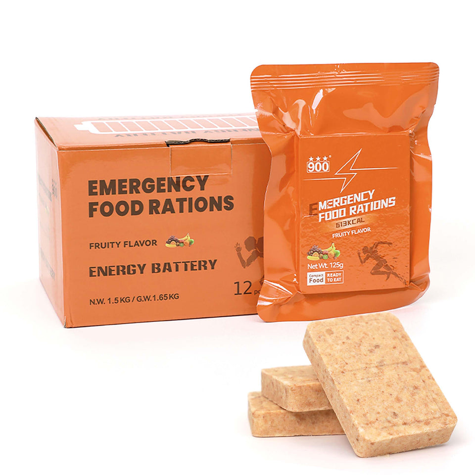 900 Emergency Food Bars fruity hardtack box showing compact energy for emergencies