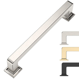 9build 5-inch cabinet pull in brushed satin nickel front view for a modern kitchen upgrade