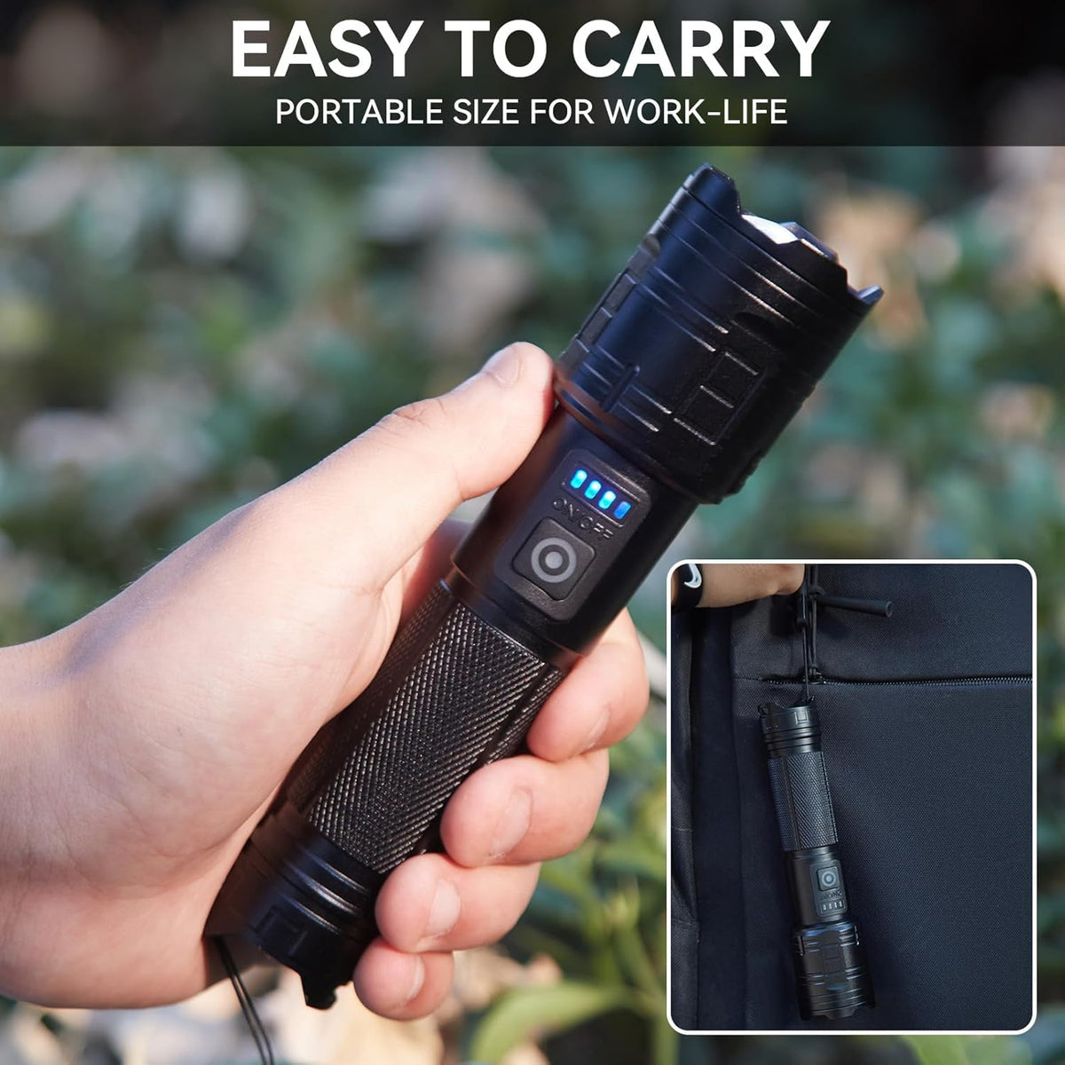 TIMSUMR flashlight built for waterproof and dustproof use in rugged conditions.