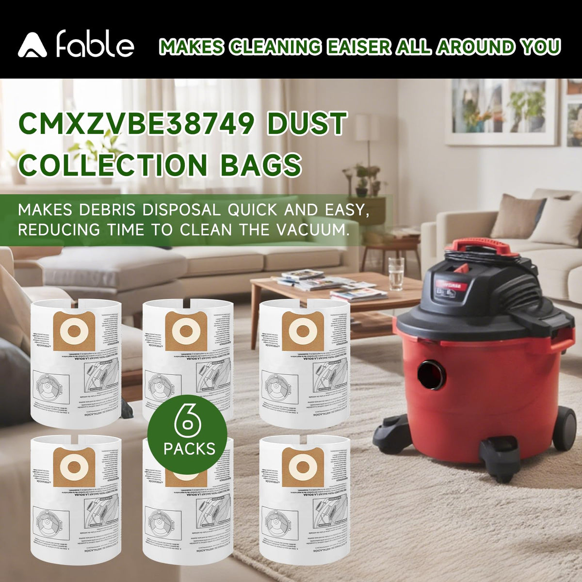 A Fable dry-dust bags speed up cleaning tasks.