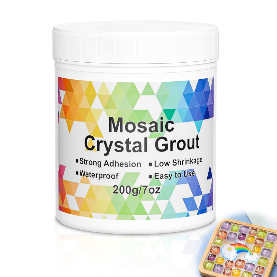 A-HEYIDA Mosaic Crystal Grout being applied to tile joints for a crystal-clear finish.