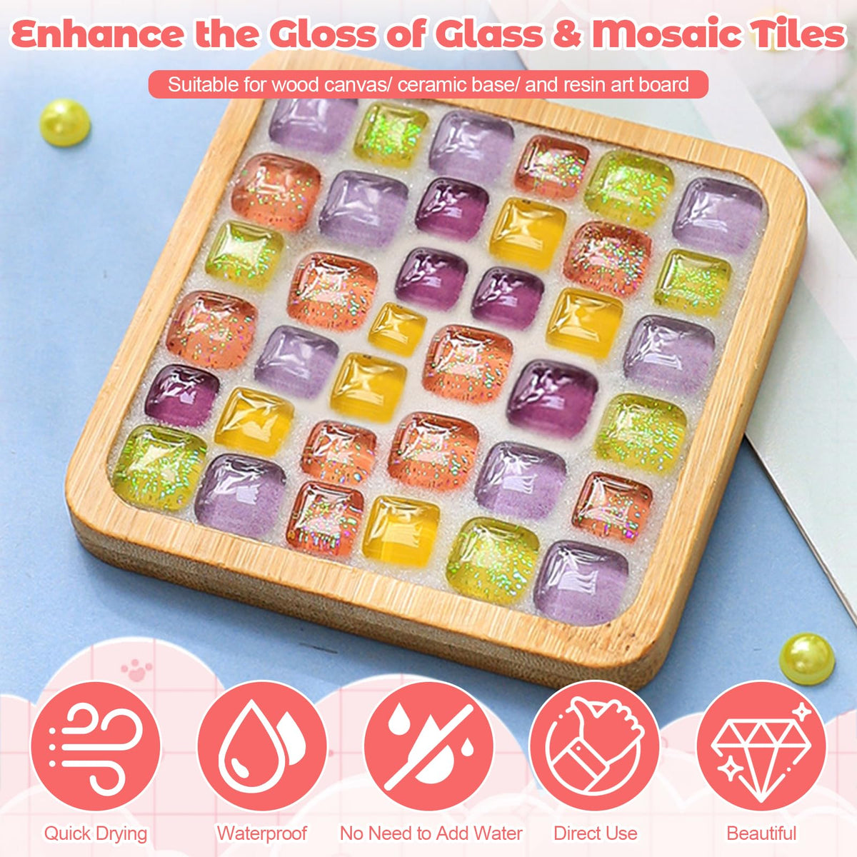 A-HEYIDA Mosaic Crystal Grout translucence enhances light through mosaics.