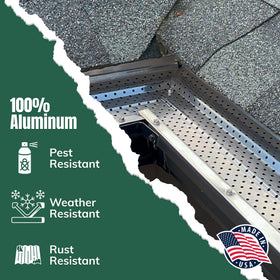 A-M Gutter Guard 50-foot box shows an easy DIY installation