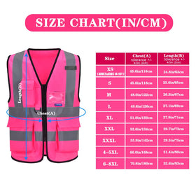 A-SAFETY pink vest back view with 360° reflective coverage for enhanced safety.