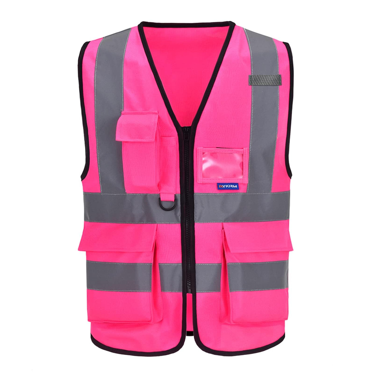 A-SAFETY pink high-visibility vest front view with reflective strips for day and night visibility.
