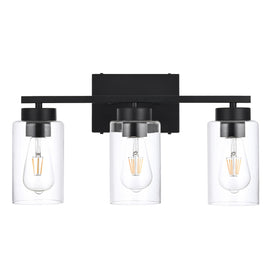 A1A9 3-light vanity light in matte black over a mirror for sleek illumination.