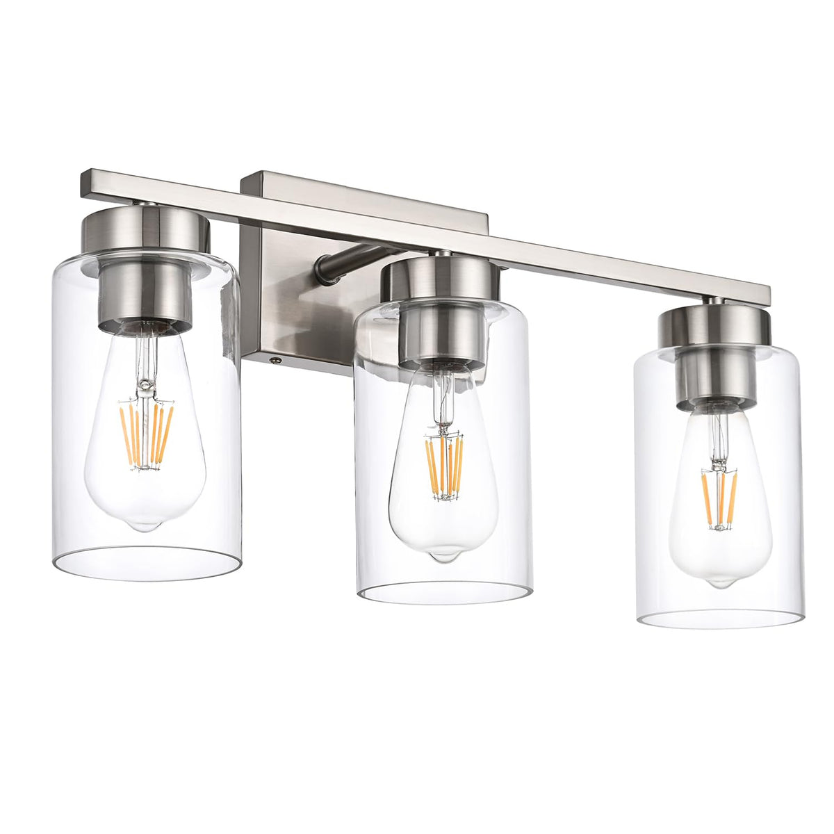 A1A9 wall sconce with clear glass shades illuminating a bathroom wall