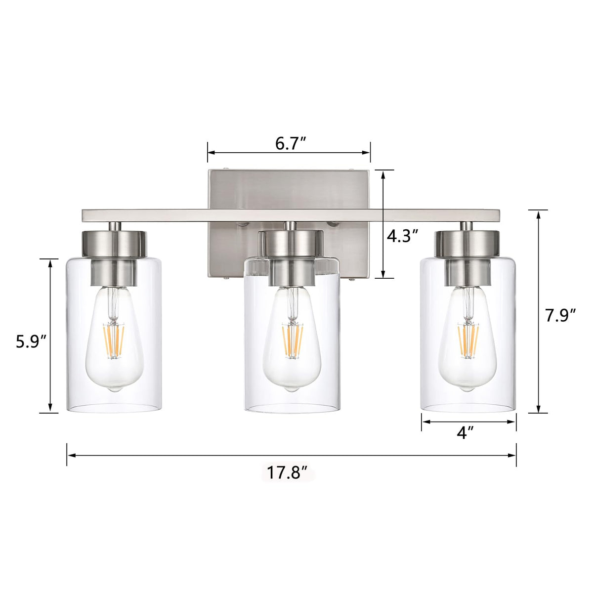 A1A9 dimmable vanity light designed for E26 bulbs with dimmer compatibility