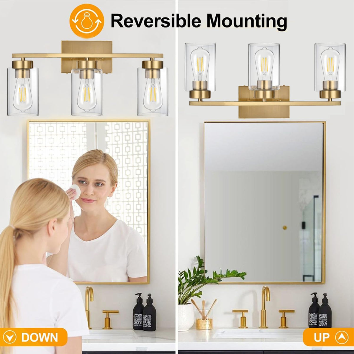 A1A9 vanity lights work with dimmable bulbs for adjustable brightness.