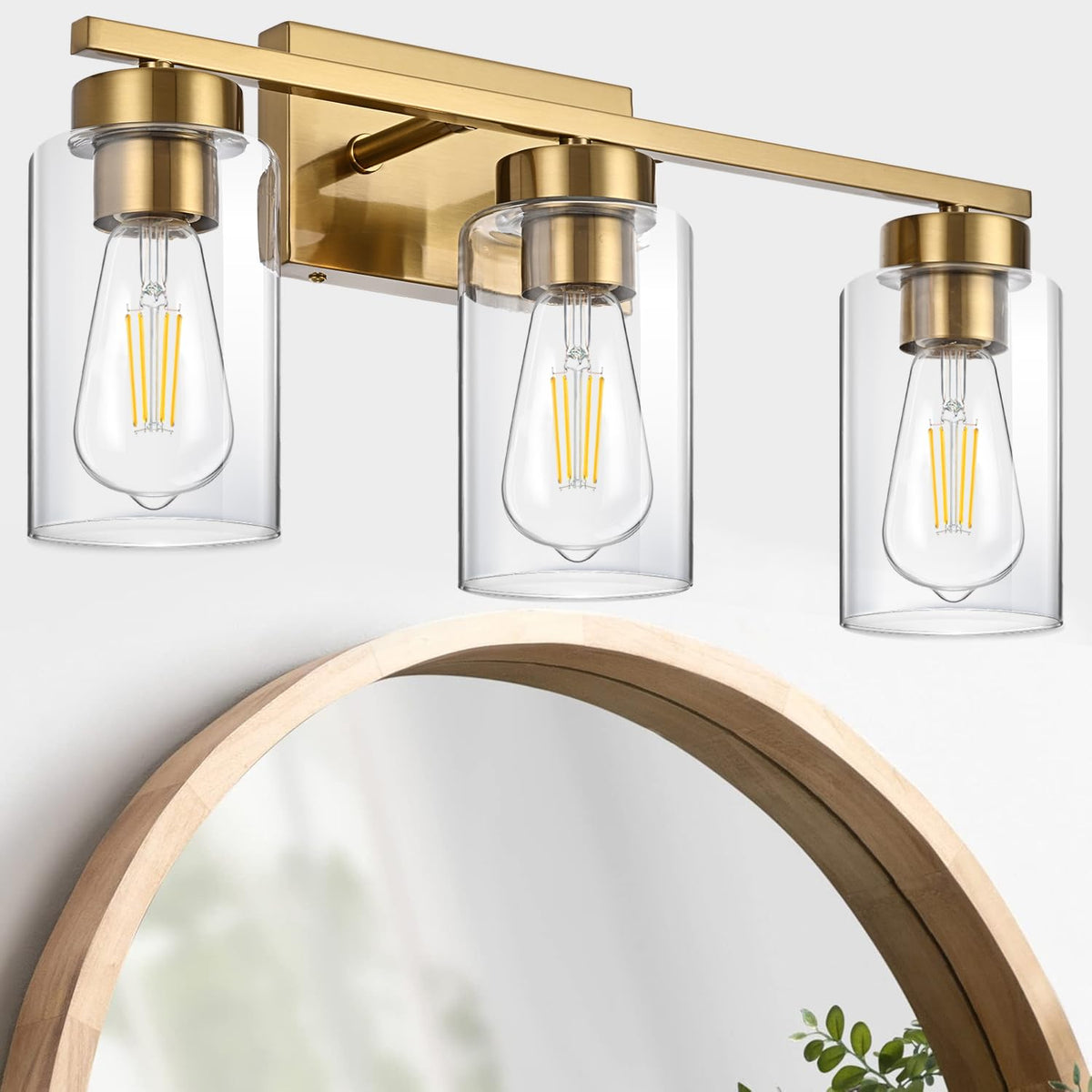 A1A9 wall sconce installed above a bathroom mirror creates balanced lighting.