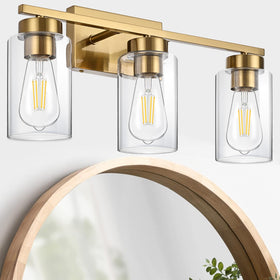 A1A9 wall sconce installed above a bathroom mirror creates balanced lighting.