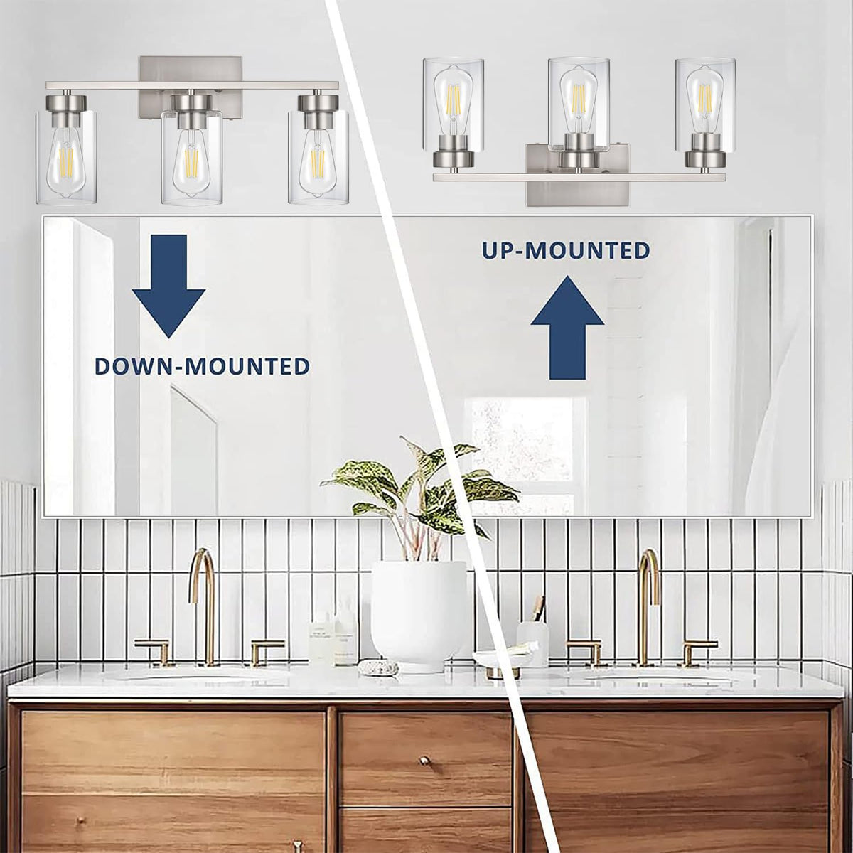 A1A9-wide 17.8-inch vanity light spanning a large mirror