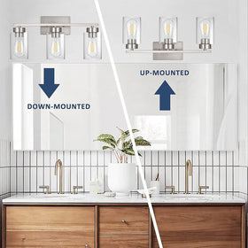 A1A9-wide 17.8-inch vanity light spanning a large mirror